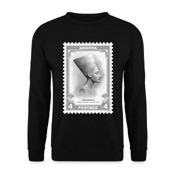 Nofretete-Stempel - Unisex Pullover - Schwarz - Vorne - Alina (178cm) & Michal (187cm)
