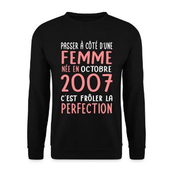 18th birthday - born in October 2007 - Unisex Sweatshirt - black - Front - Alina (178cm) & Michal (187cm)