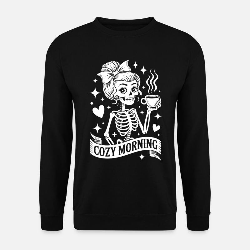 Cuddly Morning Skeleton - Unisex Sweatshirt - black