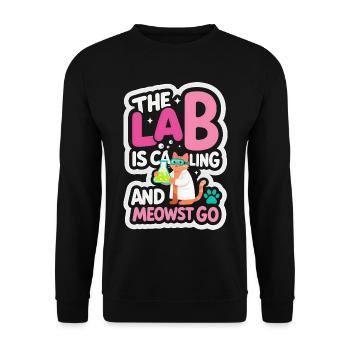 Science meets Cat – Lab is Calling Meow - Unisex Sweatshirt - black - Front - Alina (178cm) & Michal (187cm)
