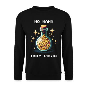 No Mana | Only Pasta Prepping Humor - Unisex Pullover - Schwarz - Vorne - Alina (178cm) & Michal (187cm)