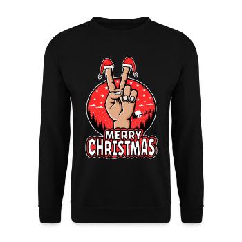 Merry Christmas Peace Sign Motif - Unisex Sweatshirt - black - Front - Alina (178cm) & Michal (187cm)