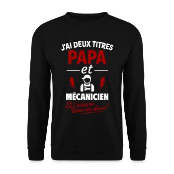 Vatertagsgeschenkidee für Papa und Mechaniker - Unisex Pullover - Schwarz - Vorne - Alina (178cm) & Michal (187cm)