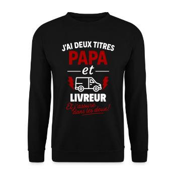 Dad and Delivery Man Christmas Father's Day Gift Idea - Unisex Sweatshirt - black - Front - Alina (178cm) & Michal (187cm)