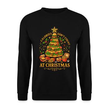 Calories Don't Count Xmas Burger Tree - Unisex Sweatshirt - black - Front - Alina (178cm) & Michal (187cm)