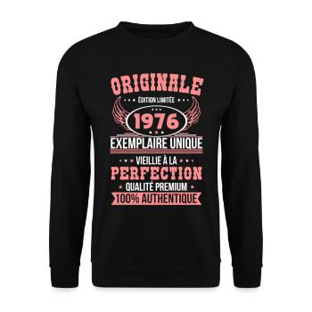 1976 – Exemplaire unique – Qualité premium - Sweat-shirt Unisexe - noir - Devant - Alina (178cm) & Michal (187cm)