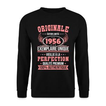1956 – Exemplaire unique – Qualité premium - Sweat-shirt Unisexe - noir - Devant - Alina (178cm) & Michal (187cm)