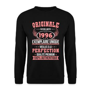 1996 – Einzigartiges Exemplar – Premiumqualität - Unisex Pullover - Schwarz - Vorne - Alina (178cm) & Michal (187cm)
