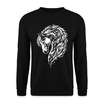 Tribal Horse with Flaming Mane – Mystic Art - Unisex Sweatshirt - black - Front - Alina (178cm) & Michal (187cm)