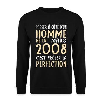18th birthday - Born in March 2008 - Unisex Sweatshirt - black - Front - Alina (178cm) & Michal (187cm)