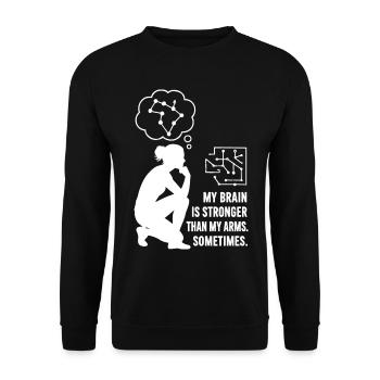 Bouldern wie Schach – Kopf schlägt Kraft - Unisex Pullover - Schwarz - Vorne - Alina (178cm) & Michal (187cm)