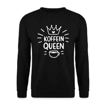 Koffein Queen: Krone und Kaffee - Unisex Pullover - Schwarz - Vorne - Alina (178cm) & Michal (187cm)