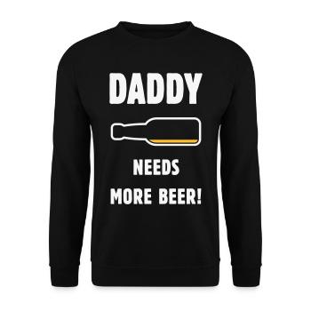 Daddy Needs More Beer! (Papa / Vater / Bier / NEG) - Unisex Pullover - Schwarz - Vorne - Alina (178cm) & Michal (187cm)
