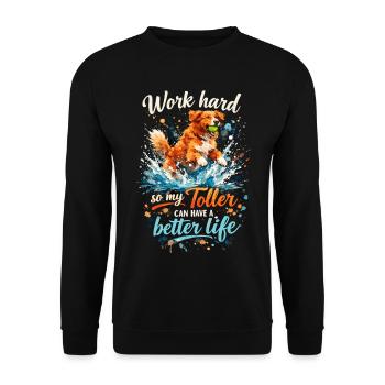Work Hard: Dynamisches Toller Aquarell Design - Unisex Pullover - Schwarz - Vorne - Alina (178cm) & Michal (187cm)