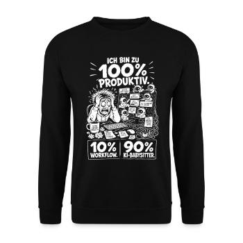 KI Babysitter Produktiv Chaos - Unisex Pullover - Schwarz - Vorne - Alina (178cm) & Michal (187cm)