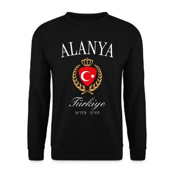 Alanya Türkei Wappen Krone – Reise Souvenir - Unisex Pullover - Schwarz - Vorne - Alina (178cm) & Michal (187cm)