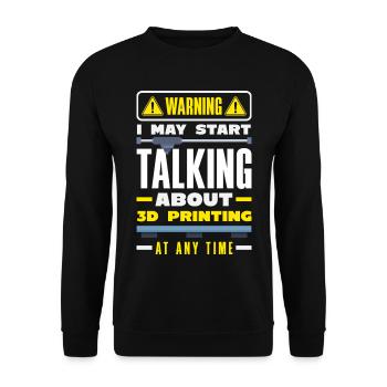 Avertissement : il est possible de parler d’impression 3D à tout moment - Sweat-shirt Unisexe - noir - Devant - Alina (178cm) & Michal (187cm)