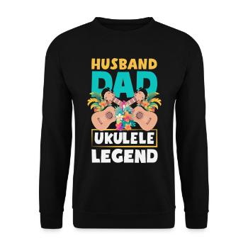 Mari Papa Ukulélé Légende Drôle Fête des Pères - Sweat-shirt Unisexe - noir - Devant - Alina (178cm) & Michal (187cm)