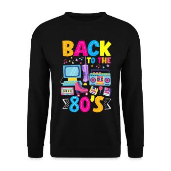 Retro Back to the 80s Vintage Design - Unisex Sweatshirt - black - Front - Alina (178cm) & Michal (187cm)