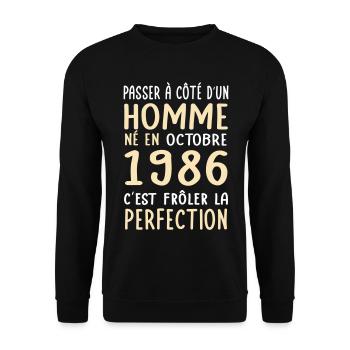 Anniversaire 40 ans - Né en Octobre 1986 - Sweat-shirt Unisexe - noir - Devant - Alina (178cm) & Michal (187cm)