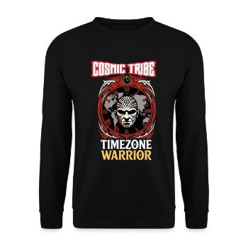 COSMIC TRIBE – Time Zone Warrior - Unisex Sweatshirt - black - Front - Alina (178cm) & Michal (187cm)