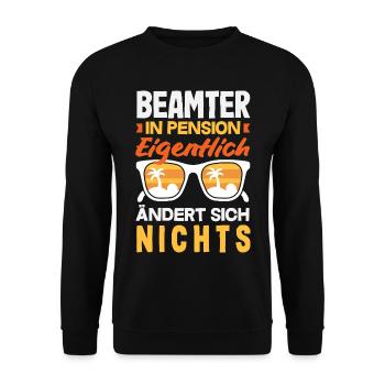 Beamter In Pension Ruhestand - Unisex Pullover - Schwarz - Vorne - Alina (178cm) & Michal (187cm)