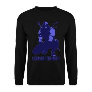 Shinobi Strength Blue Ninja Gym Shirt – Discipline - Unisex Sweatshirt - black - Front - Alina (178cm) & Michal (187cm)