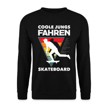 Skateboard Skater Retro Vintage Skaten Geschenk - Unisex Pullover - Schwarz - Vorne - Alina (178cm) & Michal (187cm)