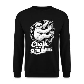 Bouldern Faultier: Chalk it up to sloth nature - Unisex Pullover - Schwarz - Vorne - Alina (178cm) & Michal (187cm)