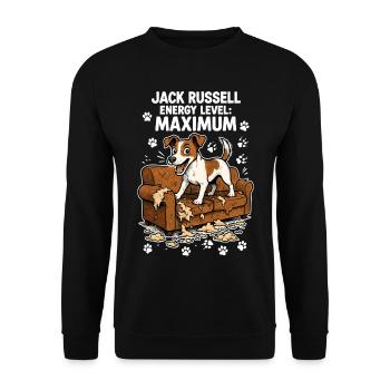 Jack Russell Energy Level Maximum Chaos Hund - Unisex Pullover - Schwarz - Vorne - Alina (178cm) & Michal (187cm)
