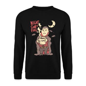 night shift fuell - draculla coffee - Unisex Pullover - Schwarz - Vorne - Alina (178cm) & Michal (187cm)