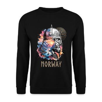 Norway Wikinger Fjord Runen - Unisex Pullover - Schwarz - Vorne - Alina (178cm) & Michal (187cm)