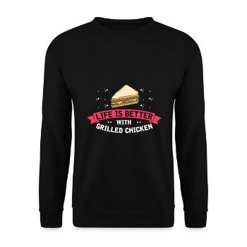 Food Love Sandwich Baguette Cheese - Unisex Sweatshirt - black - Front - Alina (178cm) & Michal (187cm)