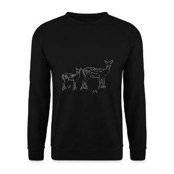 Cerf linéaire - Sweat-shirt Unisexe - noir - Devant - Alina (178cm) & Michal (187cm)