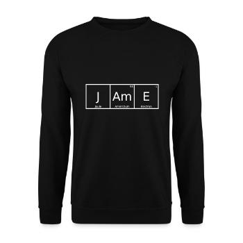 Jame Name Vorname Chemie Periodensystem Elemente - Unisex Pullover - Schwarz - Vorne - Alina (178cm) & Michal (187cm)