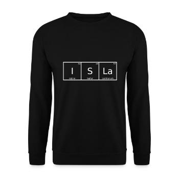 Isla Name Vorname Chemie Periodensystem Elemente - Unisex Pullover - Schwarz - Vorne - Alina (178cm) & Michal (187cm)