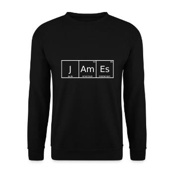 James Name Vorname Chemie Periodensystem Elemente - Unisex Pullover - Schwarz - Vorne - Alina (178cm) & Michal (187cm)