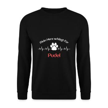 Mein Herz schlägt für Pudel Geschenk Idee - Unisex Pullover - Schwarz - Vorne - Alina (178cm) & Michal (187cm)