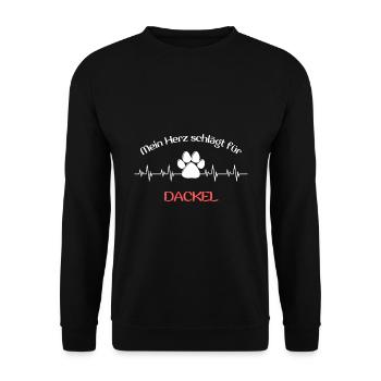 Mein Herz schlägt für dackel Geschenk Idee spruch - Unisex Pullover - Schwarz - Vorne - Alina (178cm) & Michal (187cm)