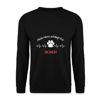 Mein Herz schlägt für boxer Geschenk Idee spruch - Unisex Pullover - Schwarz - Vorne - Alina (178cm) & Michal (187cm)