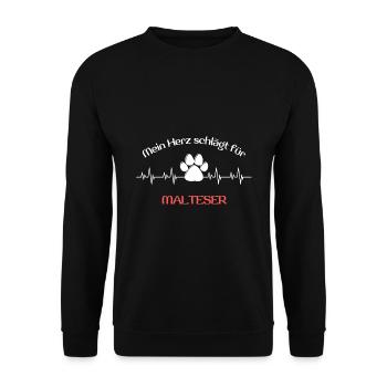 Mein Herz schlägt für malteser Geschenk Idee - Unisex Pullover - Schwarz - Vorne - Alina (178cm) & Michal (187cm)