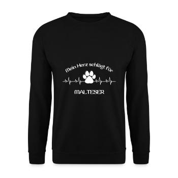 Mein Herz schlägt für malteser Geschenk Idee - Unisex Pullover - Schwarz - Vorne - Alina (178cm) & Michal (187cm)
