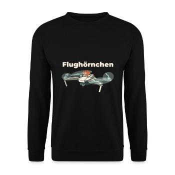 Flughörnchen - Eichhörnchen in Quadrocopter - Unisex Pullover - Schwarz - Vorne - Alina (178cm) & Michal (187cm)