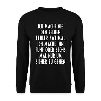 Fehler machen Falsch Sprüche Spruch Geschenkidee - Unisex Pullover - Schwarz - Vorne - Alina (178cm) & Michal (187cm)