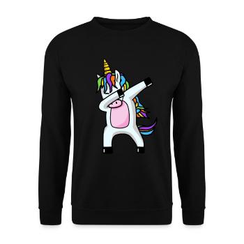 Dabbing Unicorn dabbendes Licorne Dab tendance - Sweat-shirt Unisexe - noir - Devant - Alina (178cm) & Michal (187cm)