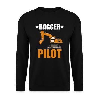 Bagger Pilot Shirt • Baggern • Bagger Geschenk - Unisex Pullover - Schwarz - Vorne - Alina (178cm) & Michal (187cm)