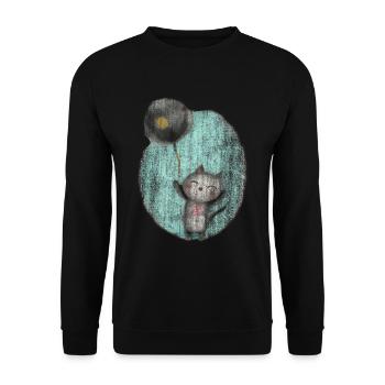 cute drawing cat balloon balloon - Unisex Sweatshirt - black - Front - Alina (178cm) & Michal (187cm)
