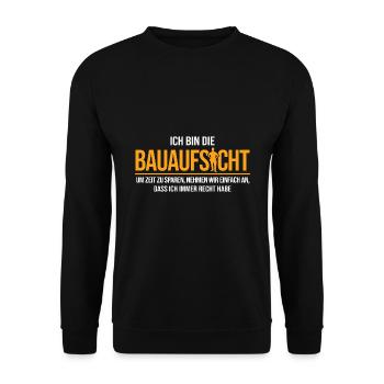 Bauherr Hausbau Baustelle - Unisex Pullover - Schwarz - Vorne - Alina (178cm) & Michal (187cm)