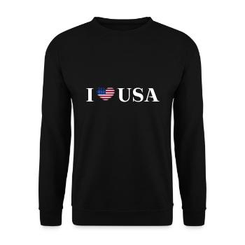 I LOVE USA Gift Idea America Flag Flag - Unisex Sweatshirt - black - Front - Alina (178cm) & Michal (187cm)