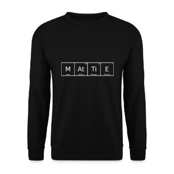 Mattie Name Vorname Chemie Periodensystem Elemente - Unisex Pullover - Schwarz - Vorne - Alina (178cm) & Michal (187cm)